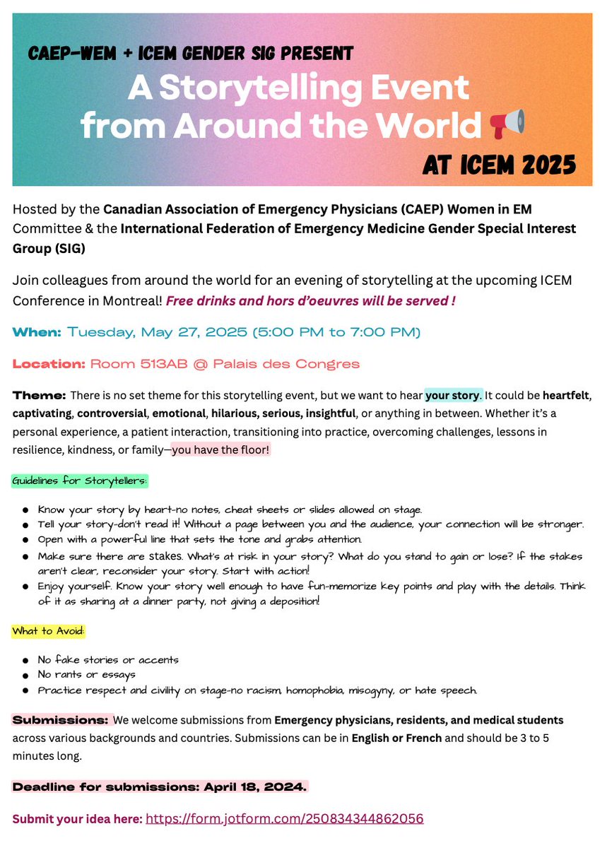 CAEP Women in Emergency Medicine (@caep_womeninem) on Twitter photo To submit your story : form.jotform.com/250834344862056 <a href="/ICEM2025/">International Conference on Emergency Medicine</a> <a href="/CAEP_Docs/">CAEP</a> <a href="/IFEM2/">International Federation for Emergency Medicine</a> To submit your story : form.jotform.com/250834344862056 <a href="/ICEM2025/">International Conference on Emergency Medicine</a> <a href="/CAEP_Docs/">CAEP</a> <a href="/IFEM2/">International Federation for Emergency Medicine</a>