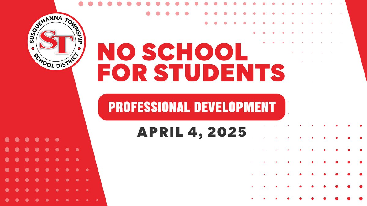 🚨 Reminder: All STSD schools will be closed for students, tomorrow, April 4th, for staff professional development.