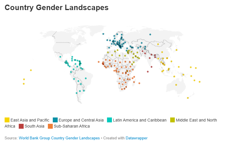 worldbankdata's tweet photo. The @WorldBank Country Gender Landscape briefs offer 2-page snapshots of gender equality by country, featuring key Gender Strategy outcomes + digital & financial inclusion deep dives.
Explore the Fall 2024 edition: https://t.co/xVyudAjuBF
#AccelerateEquality https://t.co/psdxLUhSQn