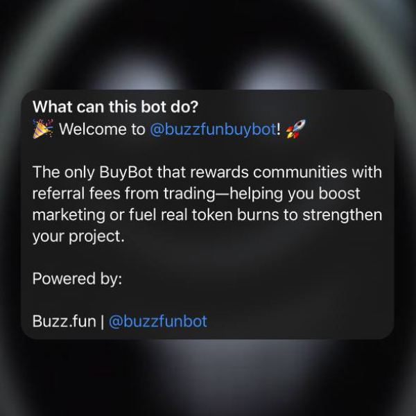 // casual buybots only shout numba go up

Buzzfunbuybot?

makes numba go up!

your holders buy via bot = fees

you decide:
keep it for marketing.
or burn it and pump price!

win win.