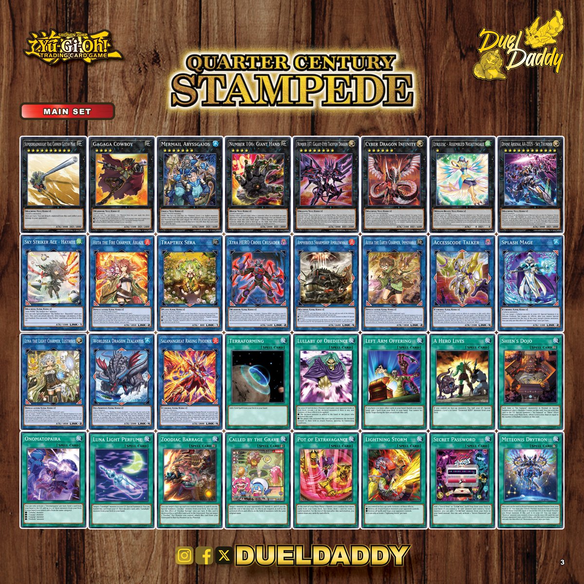 1/2) The Quarter Century Stampede openings happened earlier today, I've  taken the time to compile the full set spoiler. Please note - As with other  Quarter Century Collections, not all cards are