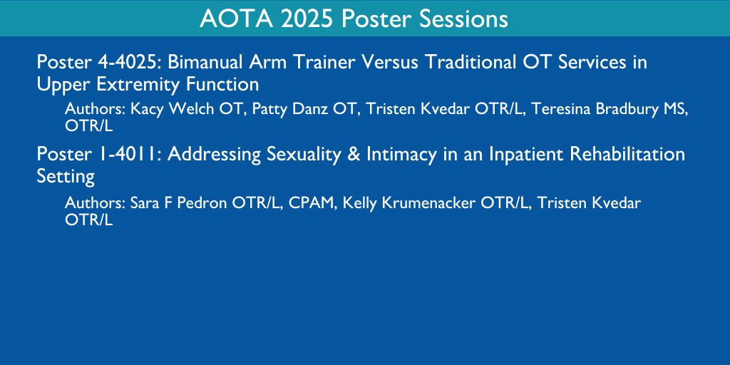Johns Hopkins PM&R (@rehabhopkins) on Twitter photo Lots of interesting #OT research posters being presented this week at #AOTAINSPIRE25 by our team. Be sure to stop by! #occupationaltherapy #aota Lots of interesting #OT research posters being presented this week at #AOTAINSPIRE25 by our team. Be sure to stop by! #occupationaltherapy #aota