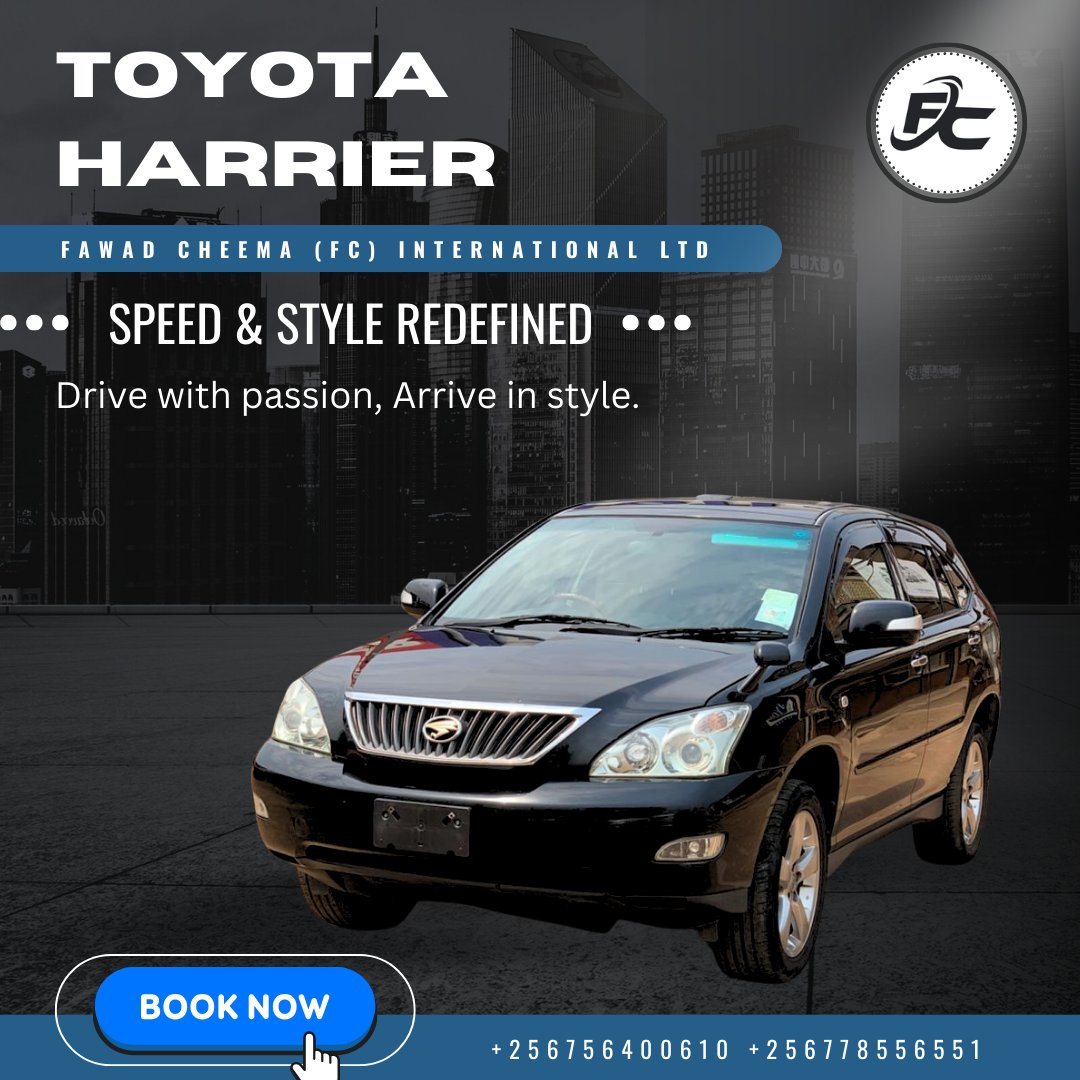 fcmotorsug's tweet photo. 𝐅𝐀𝐖𝐀𝐃 𝐂𝐇𝐄𝐄𝐌𝐀 (𝐅𝐂) 𝐈𝐍𝐓𝐄𝐑𝐍𝐀𝐓𝐈𝐎𝐍𝐀𝐋 𝐋𝐓𝐃
TOYOTA HARRIER
Because you deserve the best.

For Booking: 0756 400610 / +256778556551
#carstagram #luxurycars #Toyota #Hiace #HARRIER #Toyota #love #kampala #Uganda  #needcars #instagram #toyotasupra #toyota https://t.co/GCI3dq8fms
