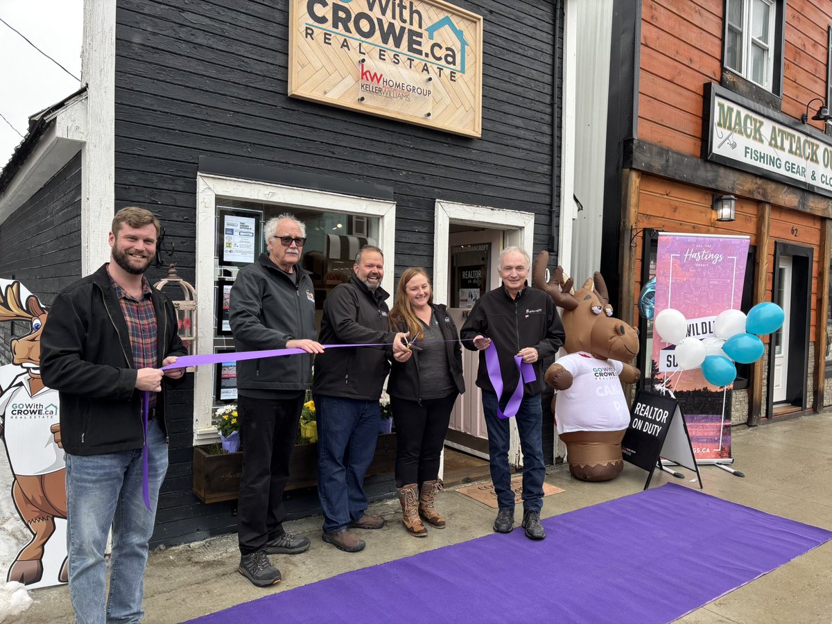 This morning we were pleased to roll out the purple carpet and help Claire Knight and Dave Crowe celebrate the GRAND OPENING of the new Keller Williams Real Estate Office - Go with Crowe Real Estate - at 60 Hastings Street N, in downtown Bancroft.