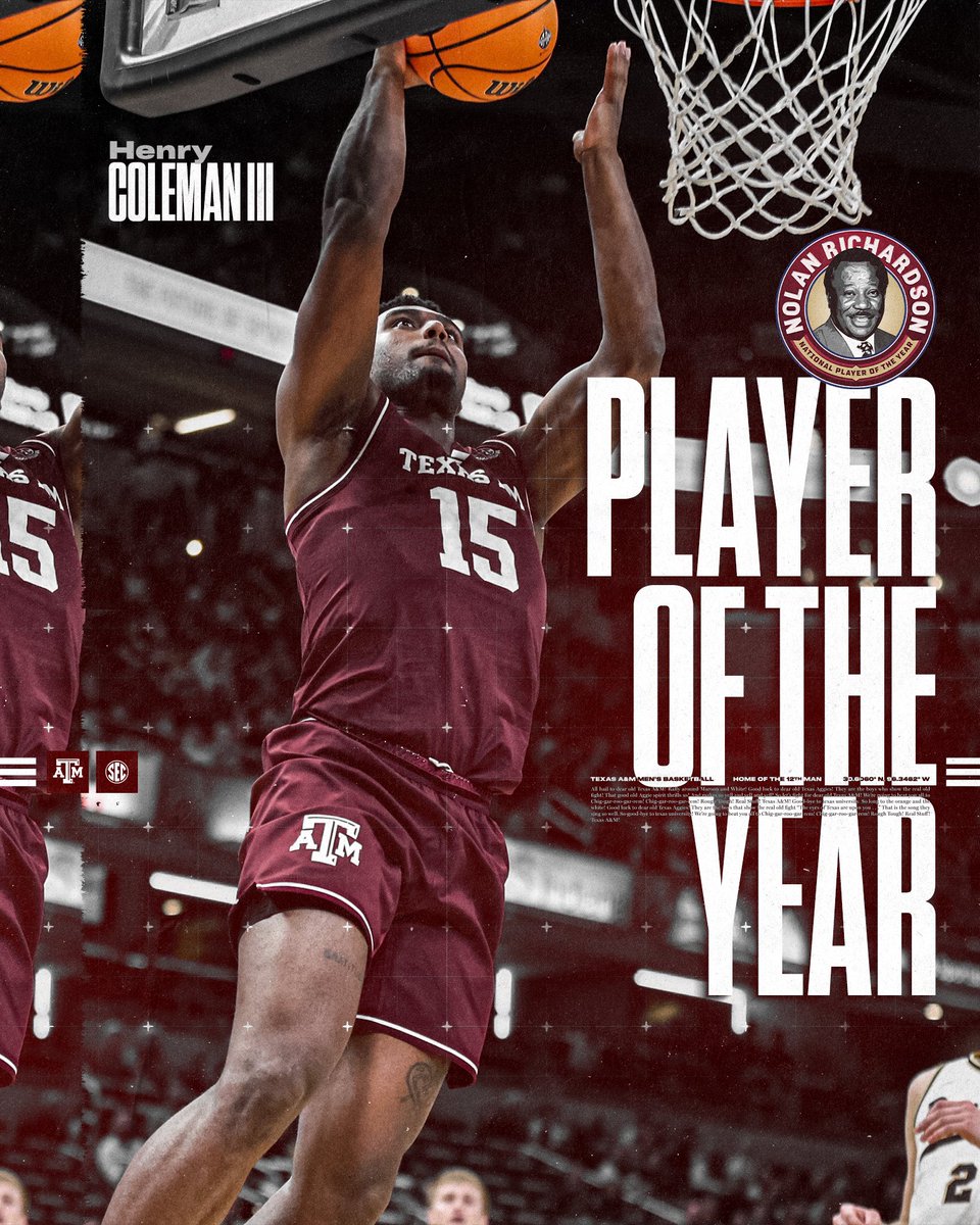 Recognized for being the heart &amp; soul of the team. A true leader on and off the court.

Henry Coleman III - a perfect representation of the Aggie spirit 👍

📰 aggi.es/43EwlUG

#GigEm