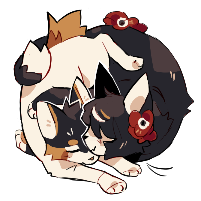 little doodle of them as cats taking a nap