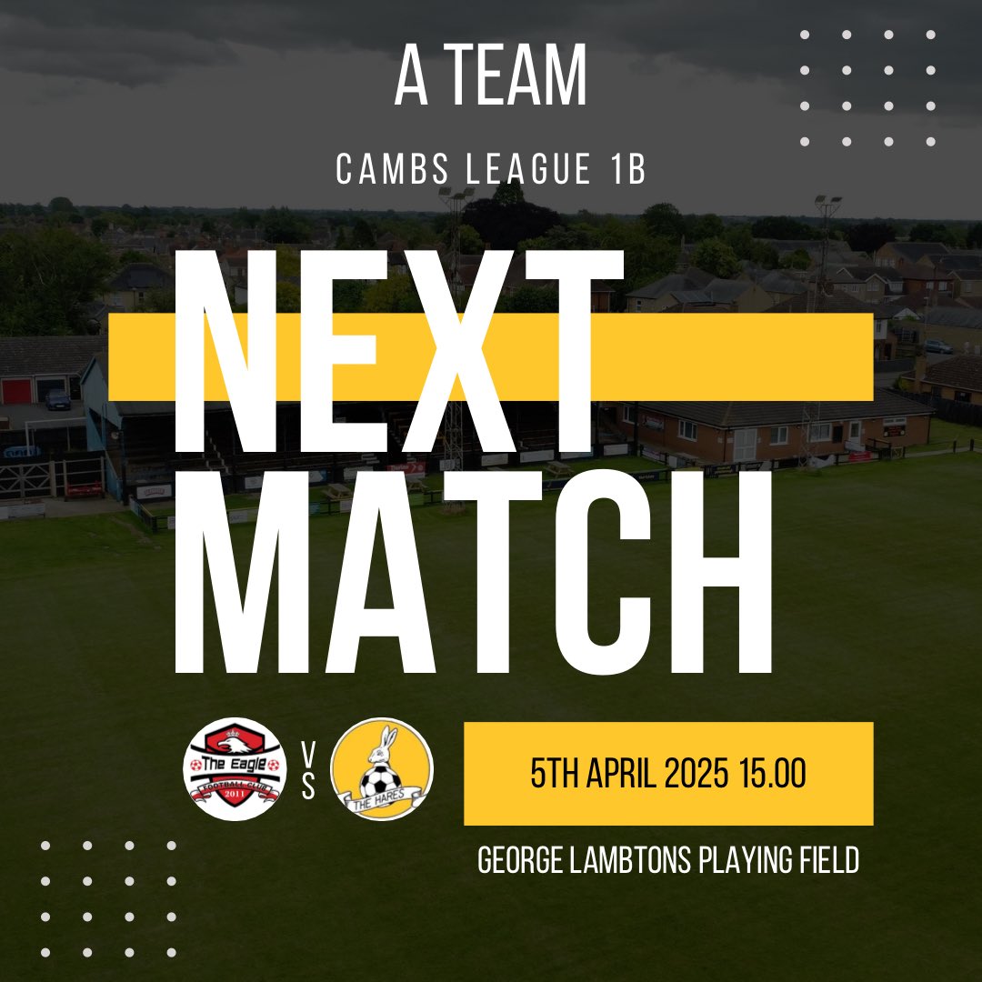 This Saturday there is no game for the Reserves but the A Team are away to <a href="/TheEagleFC2011/">The Eagle Football Club</a> 
The match kicks off at 3pm