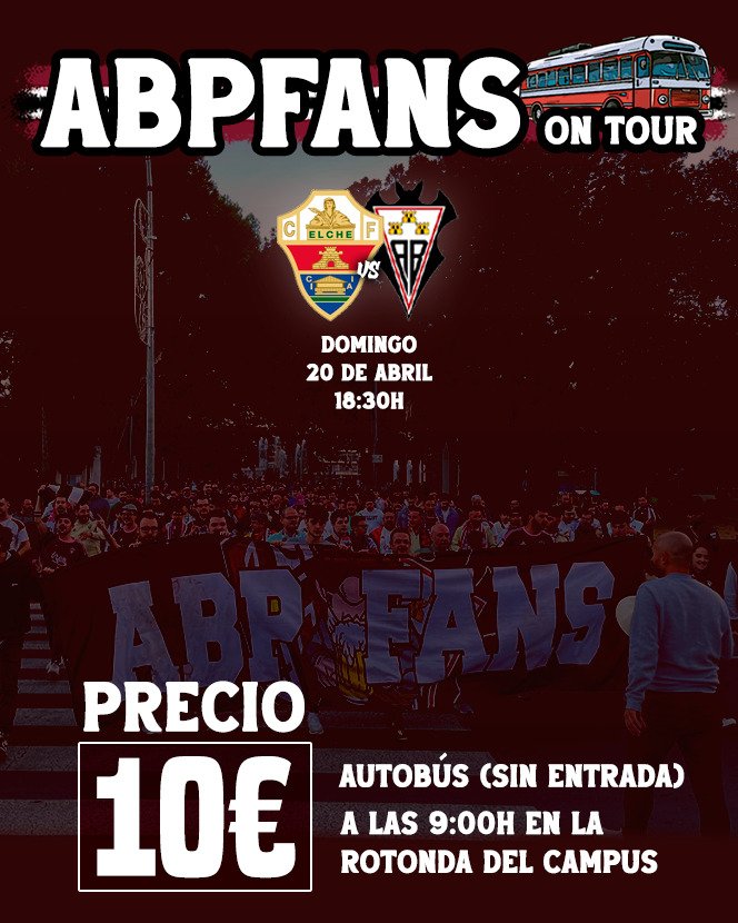 abpfans1940's tweet image. ELCHE ON TOUR !!! 🔥🔥🔥
🎟 BUS 10€

¿Quieres tu plaza? Escríbenos por MD. 😉