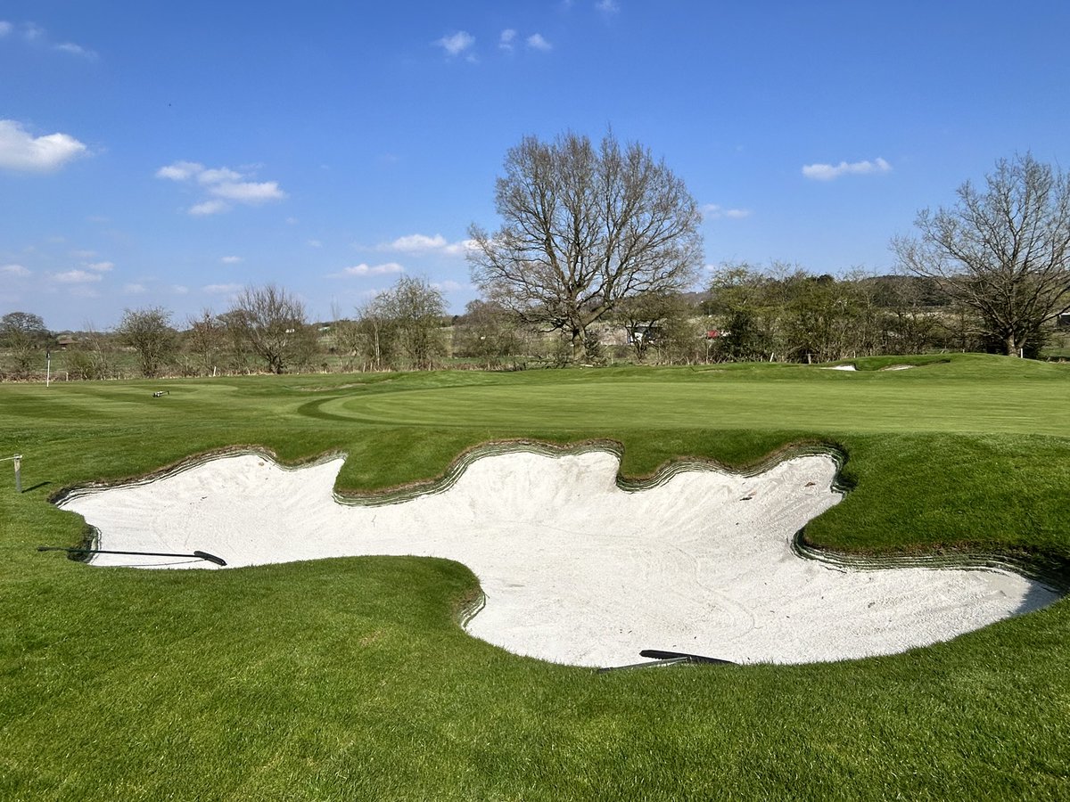 Tomorrow we open our 8th Green after rebuilding the bunkers, draining the green &amp; installing new irrigation. 👌👏
