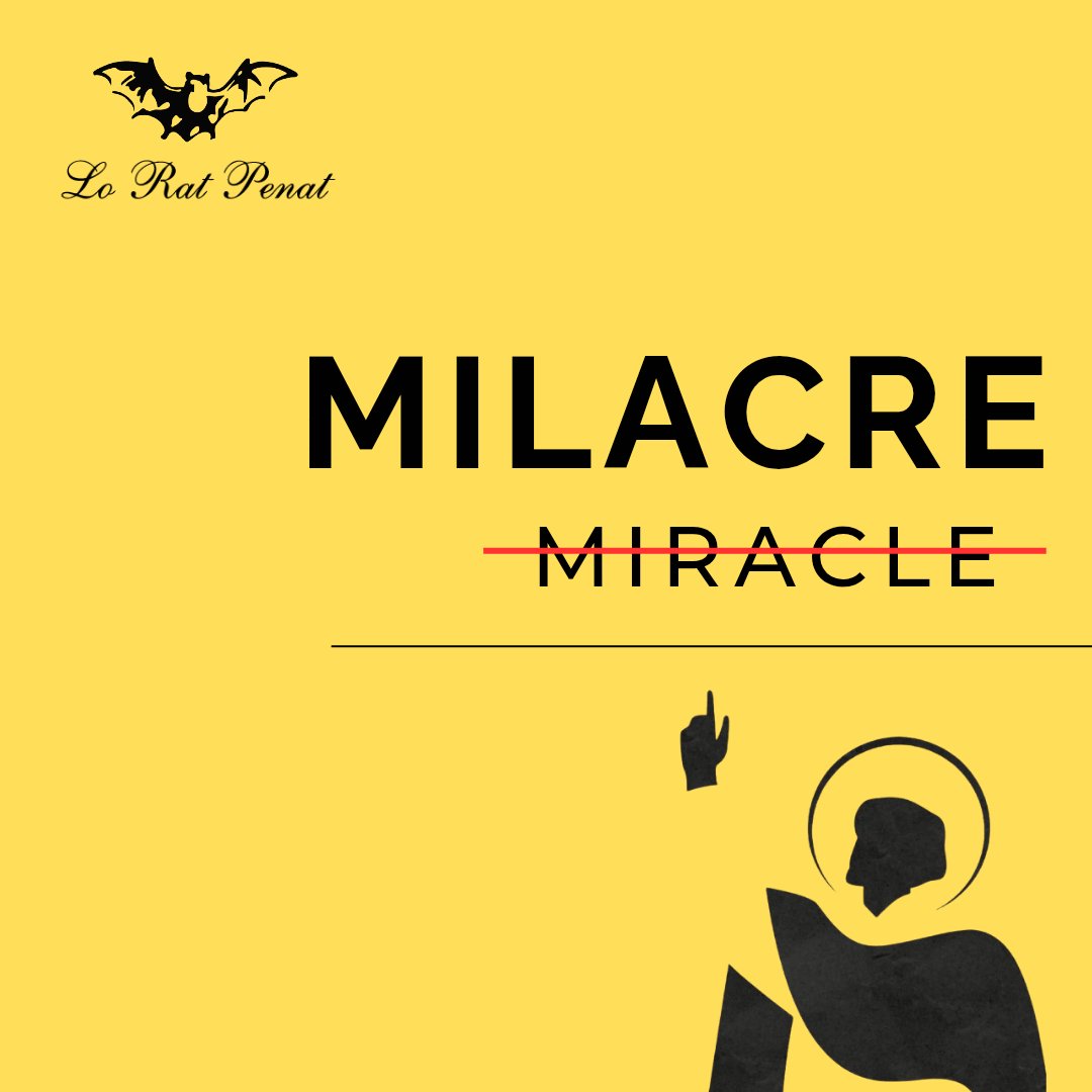 🗣️Dubtes llingüístics

🤔¿Cóm seria la forma correcta? ¿Miracle o milacre?

👉Encara que l’ètim d’esta paraula és "miracŭlu" i donà com a resultat "miracle", esta paraula patí una metàtesis (intercanvi de sons dins d’una mateixa paraula) ben antiga, que donà com a resultat