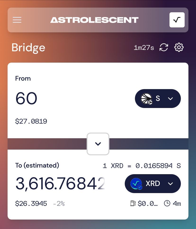 RavientXRDearly's tweet photo. Man those https://t.co/RIb8J1rAUm guys just don’t stop building on Radix. They just added the cross-chain bridge between Radix and Sonic. It’s super easy to bridge assets across Radix, SUI, Aptos, Ethereum, Bitcoin, and Sonic. If you haven’t had your $XRD revelation yet, they’re making it super easy.
