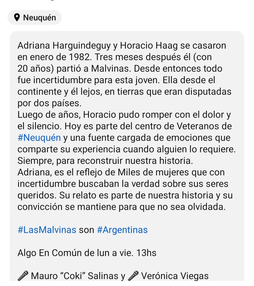 Ufff, cuántas emociones en estos días. Gracias infinitas <a href="/MauCokii/">Mauro Cokii</a> y Vero de <a href="/rtn_neuquen/">Radio y Televisión del Neuquén</a> por el espacio para contar nuestra historia! 
#MalvinasNosUne y el amor también 🇦🇷❤️ <a href="/HaagHoracio/">Horacio Haag ⭐️⭐️⭐️</a>
youtu.be/6HJdDaZ50TU?si…