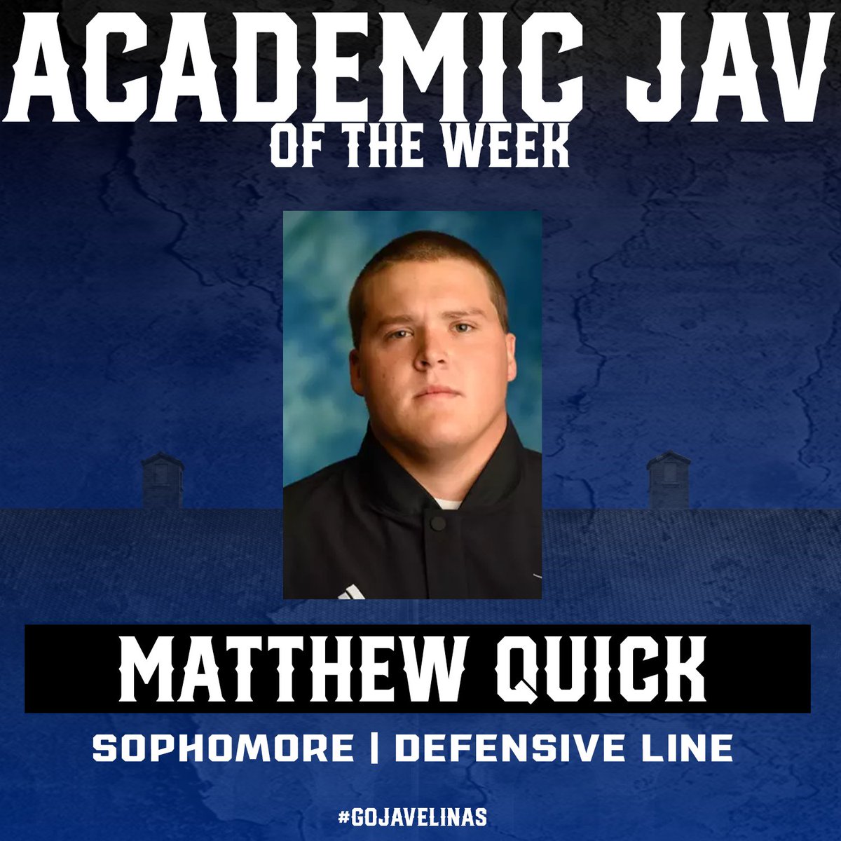 JavelinaFB's tweet image. A baller athletically and academically
Congrats to Matt Quick on being named the academic Javelina of the week!
#GoJavelinas #TTDB