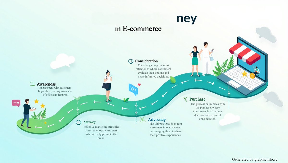 You can bring your ideas to life with diagram and visuals.
Customer journey in E-commerce explained in diagram/visuals with Graphicinfo 
#ALX_AiSK <a href="/alx_africa/">ALX Africa</a>