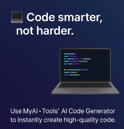 💻 Code smarter, not harder!

Whether you're building apps, debugging, or learning to code,
The AI Code Generator on myai.tools helps you go from idea to execution in seconds.
🧠 Powered by AI.
🎯 Built for devs.
#AIcoding #developers #myaitools