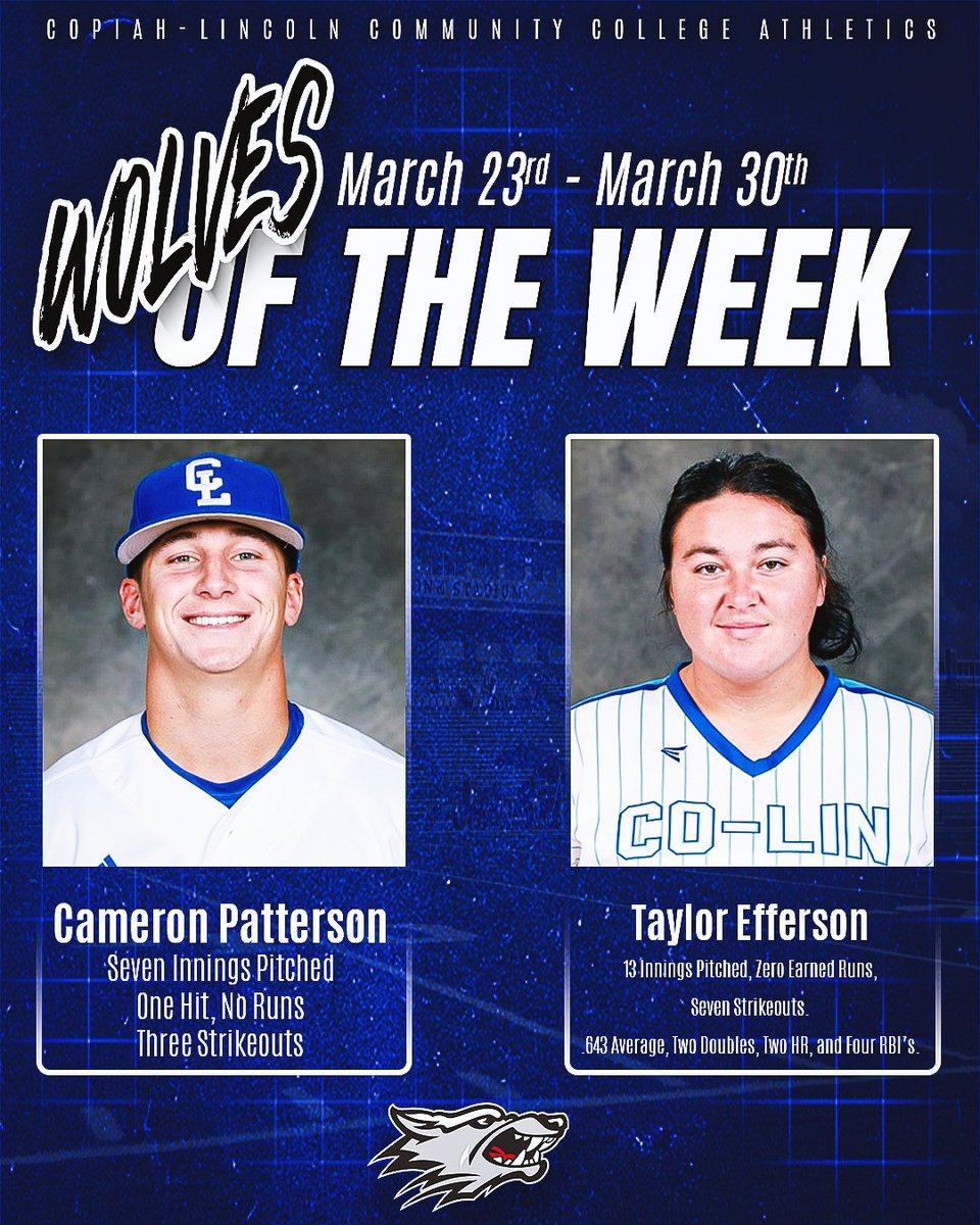 Congratulations to our Wolves of the Week, Cameron Patterson and Taylor Efferson! #BackThePack