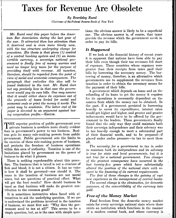 Bu dediğime beklediğimden fazla tepki geldi de bu bayadır söylenen bir şey hatta 1946'da New York merkez bankası başkanı dahi açık açık söyledi