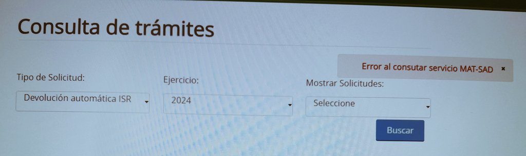 Hector_TDL's tweet photo. @SATMX Al momento de verificar y mostrar algo en el campo mostrar solicitudes arroja el siguiente error https://t.co/a9QL3csX0w