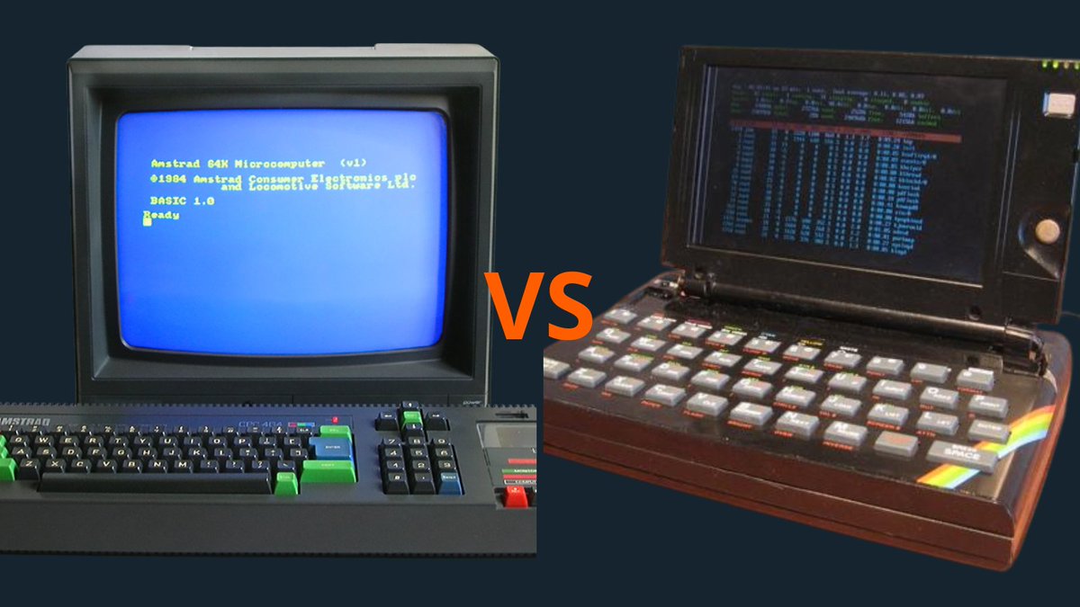 deozio_es's tweet image. Allá por los 80👽 (cuando aún no existían las #videoconsolas) los rivales🥊 eran los ordenadores Amstrad CPC 464 y ZX Spectrum. Cuéntanos en el foro con cuál te quedarías #Gaming foro.deozio.com/threads/la-pol… .