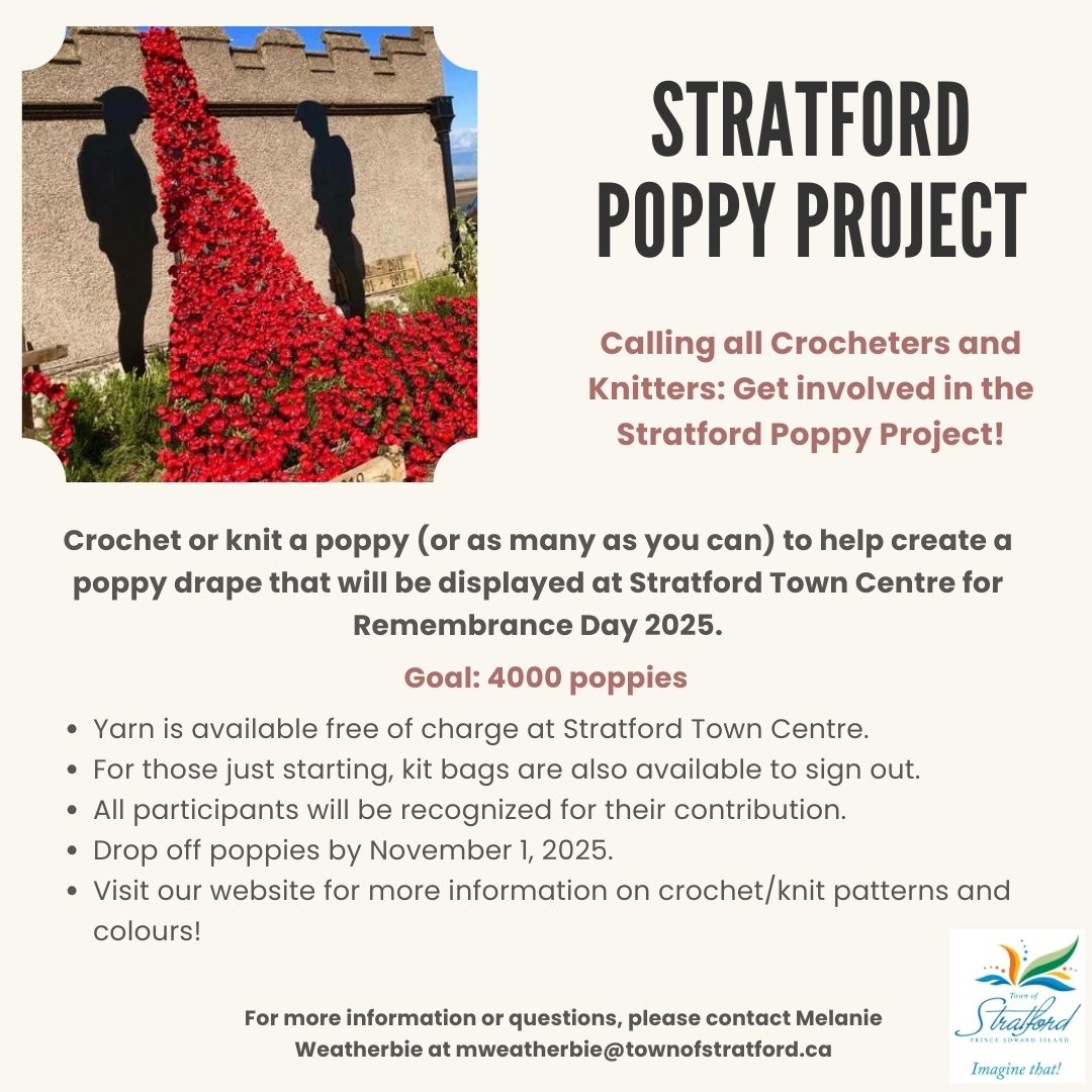 StratfordPEI's tweet image. ⚠️Attention Poppy Makers!
Please note that we are out of yarn and have placed an order for delivery next week! If you were considering dropping in to pick up some yarn, please watch our social media for updates.
#PoppyProject #StratfordPEI