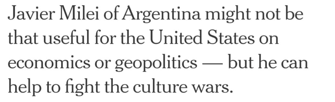 <a href="/JMilei/">Javier Milei</a> Literalmente dice que no somos utiles ni economica ni geopolitcamente.