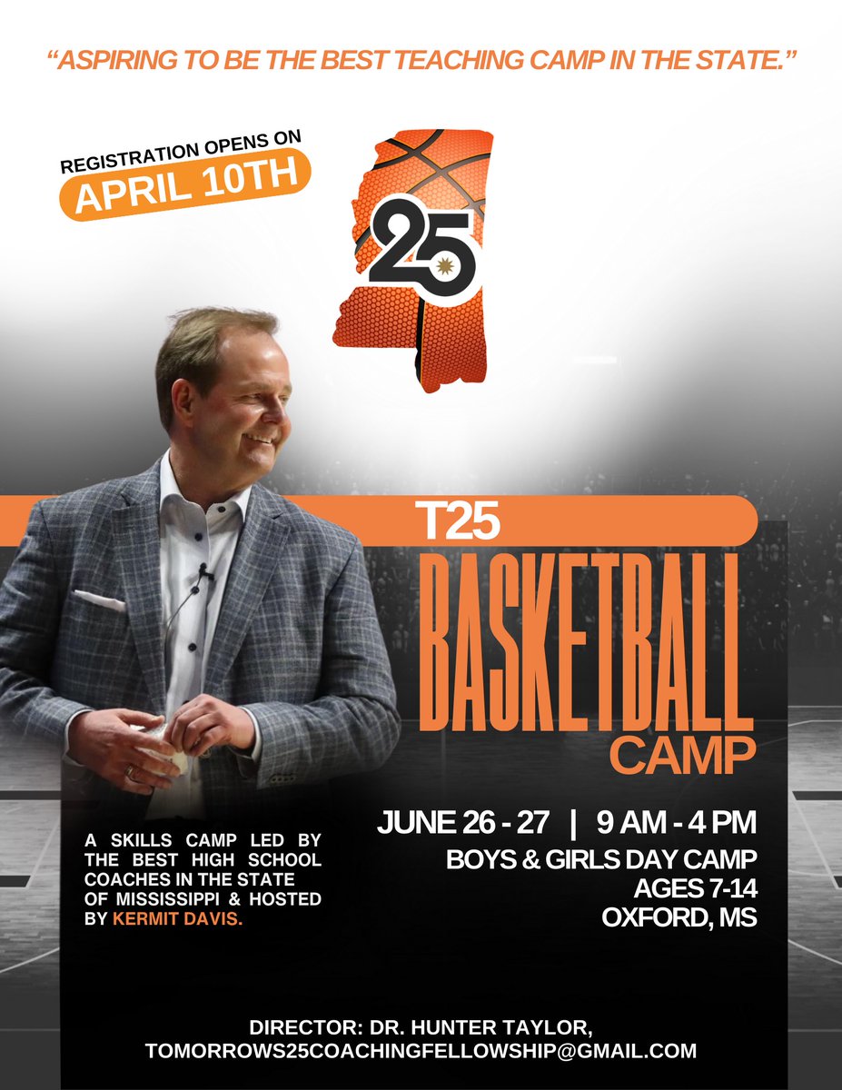 Mississippi loves basketball, and the work of #Tomorrows25 by way of the MHSAA/MAC has some elite coaches in it.

Next week, we'll release info (location/registration) about a camp we've designed that will feature some of the best HS coaches in the state, along with Kermit Davis.