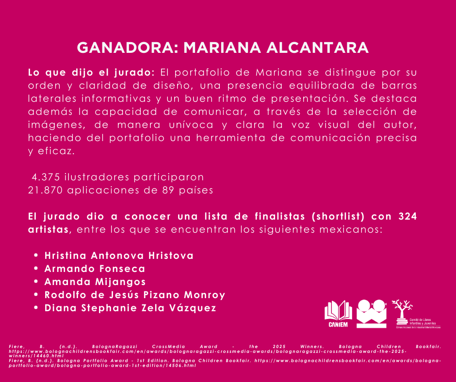 👏👏👏PREMIOS BOLONIA 2025 (MÉXICO)

Cada año, la Feria del Libro Infantil de Bolonia es el escenario donde se entregan los premios internacionales más codiciados en el mundo de la edición infantil.

#BLTFK25 #BCBF25 #librosilustrados #RecomendacionCANIEM #Bologna_Bookfair2025