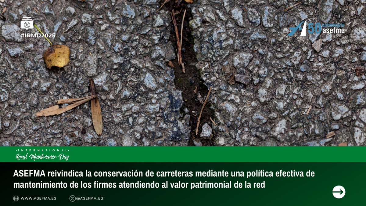 ⚠ ¡Necesitamos vuestra firma para que la conservación viaria se incluya en los paquetes de medidas contra el cambio climático!

✅Entrad en: chn.ge/2JG2AHu 
🔎Descubrid cómo la conservación de carreteras reduce las emisiones de CO2
✍Firmad la petición #IRMD2025