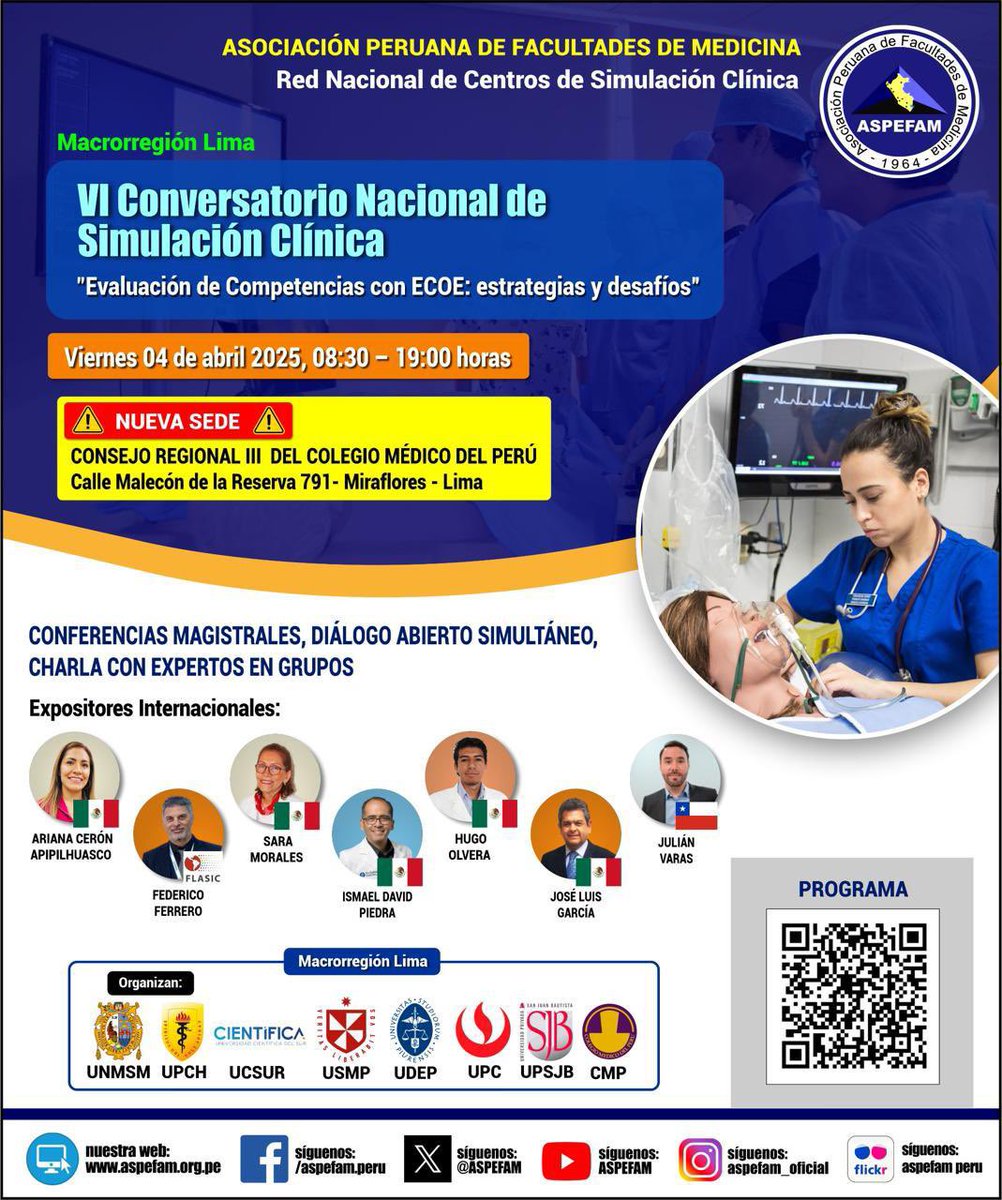 Los invitamos a conectarse el día de mañana 4 de abril al VI Conversatorio Nacional de Simulación Clínica.