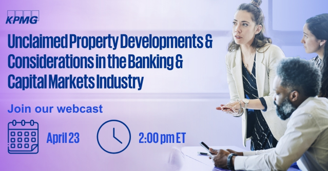 BilanAStribling's tweet photo. Stay Ahead in Unclaimed Property KPMG LLP is hosting a CPE-eligible virtual roundtable on April 23 at 2:00 p.m. ET. Dive into legislative trends, asset recovery strategies, and key developments in the field. Earn 1CPE and network with peers. Register now! https://t.co/QMogf9r6kY https://t.co/ro98WfXCX9