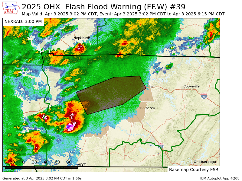 OHX issues Flash Flood Warning [flash flood: radar indicated] for Cheatham, Davidson, Dickson, Hickman, Maury, Rutherford, Sumner, Williamson, Wilson [TN] till Apr 3, 6:15 PM CDT mesonet.agron.iastate.edu/vtec/f/2025-O-…
