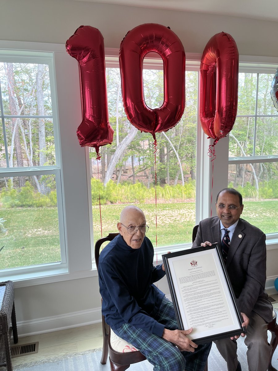 I was honored to present a General Assembly resolution to Dr. Fergie Reid Sr., Virginia’s 1st Black legislator since the 19th century, for his 100th birthday. A trailblazing leader &amp; civil rights activist, he opened doors to many history makers &amp; his legacy continues to inspire.