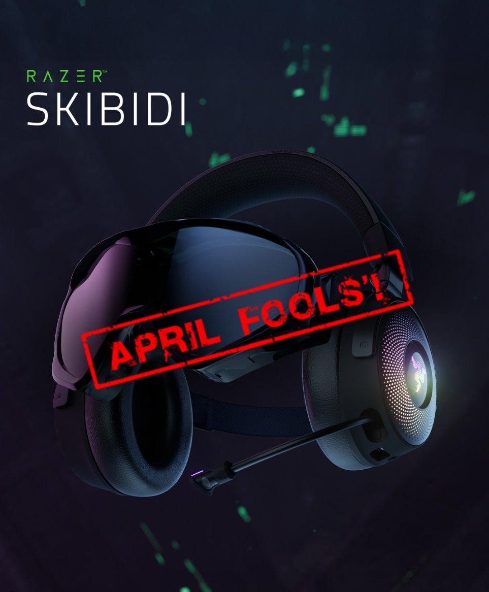 Happy April Fools’! The Razer Skibidi gaming headset may not be real, but the Razer Kraken V4 Pro is

كذبة أبريل سعيدة! قد لا تكون سماعة الألعاب Razer Skibidi حقيقية، لكن Razer Kraken V4 Pro حقيقية.