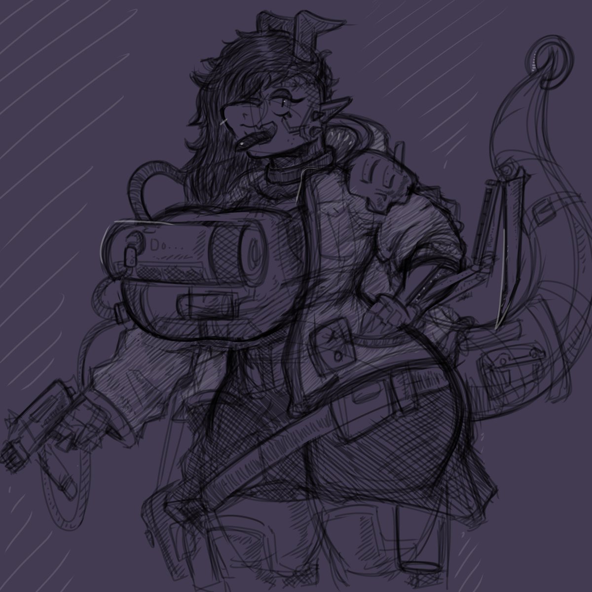 Caper2975's tweet photo. Coloured in the robot, plus a cyberpunk-y alt of my silly dragon.
#OC #OCart https://t.co/rNkGEmfXiy