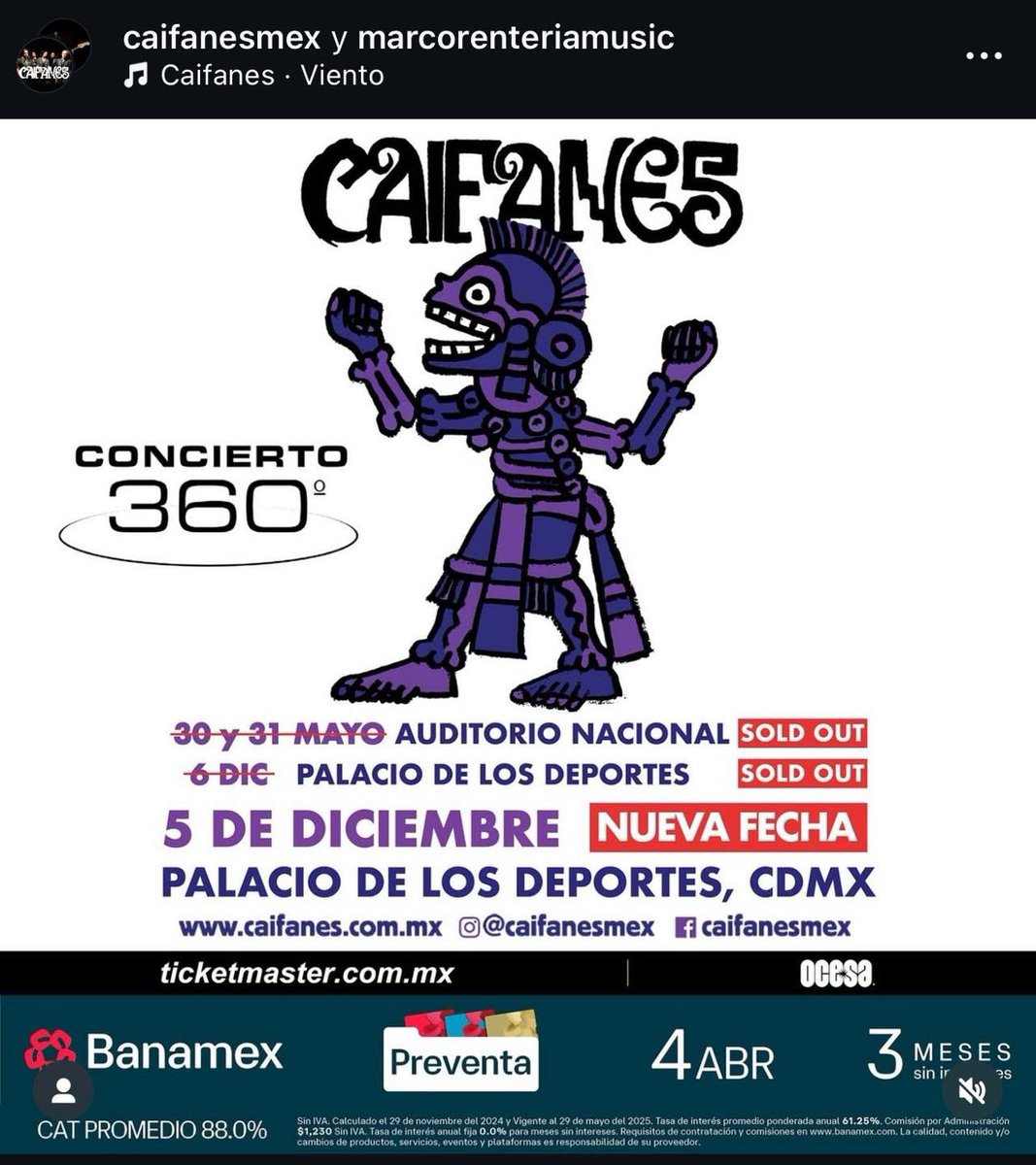#CAIFANES agota 3 fechas en 2 días y abre una fecha más para el Palacio de los Deportes