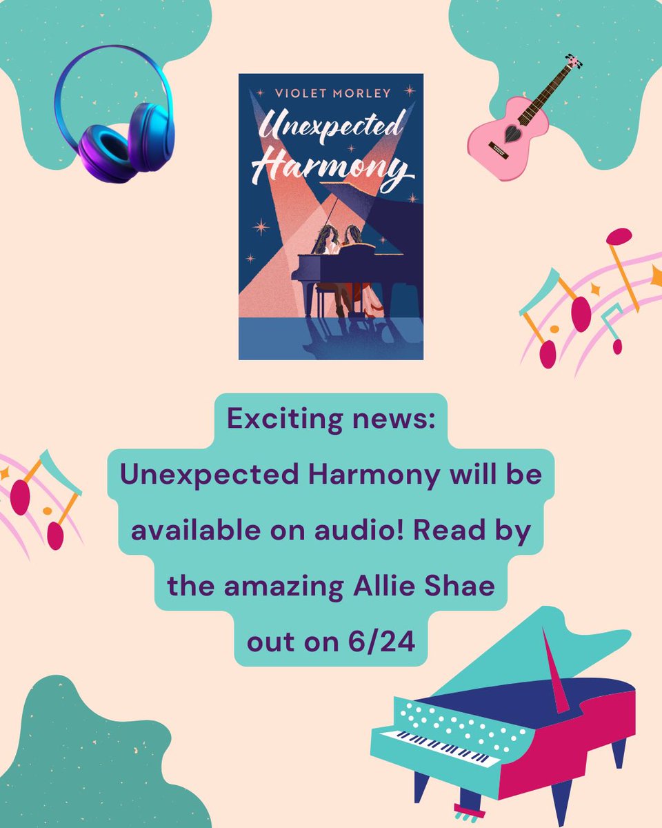 Are your ears ready?!? Exciting news that Unexpected Harmony will be available on audio on 6/24, read by the talented Allie Shae 💜

If you like:
✔️ mental health rep
✔️ good communication 
✔️no third act breakup
✔️ starting over
✔️ celebrity romance