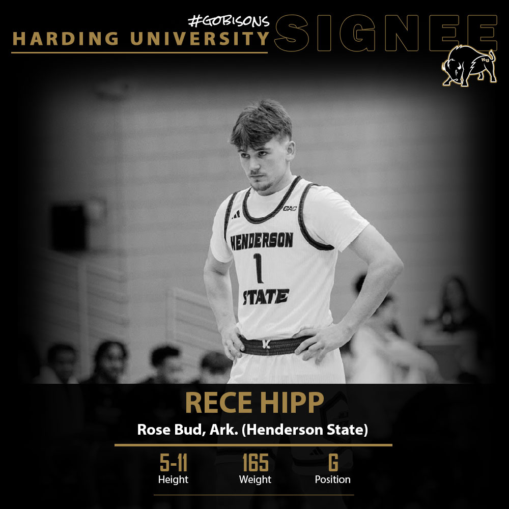 .<a href="/Harding_MBB/">Harding Men's Basketball</a> signed Rece Hipp (5-11, 165, G) from Rose Bud, Arkansas. Transfer from Henderson State University.

Bio: hardingsports.com/sports/mens-ba…

#GoBisons