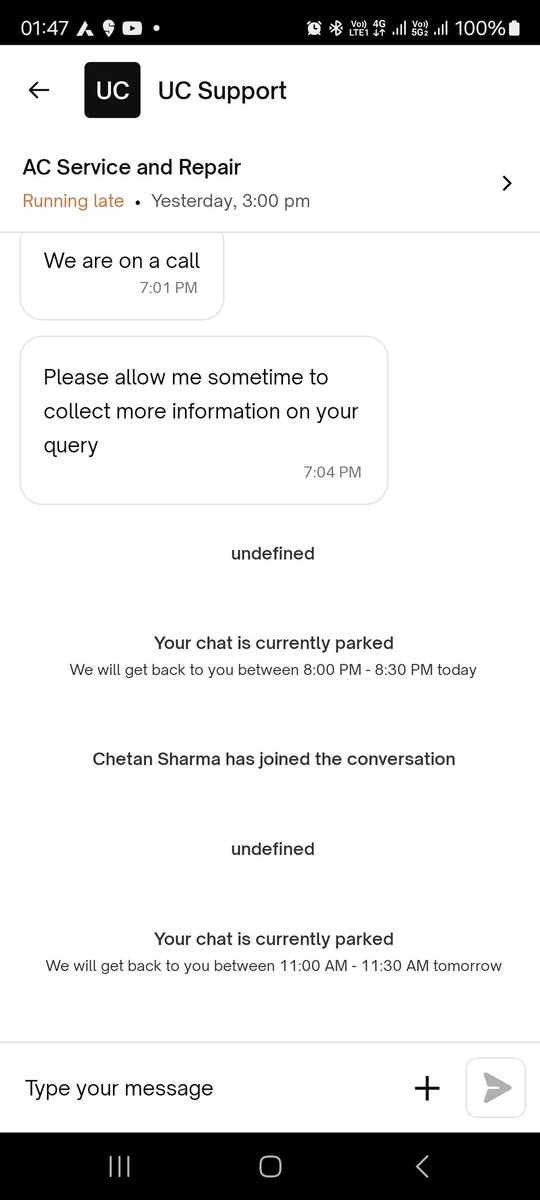 Ah_Madifti's tweet photo. @UC_Assist What a beautiful joke... Someone was to get back to me between 8 to 8.30 PM which never happened. Pata nahi ye service professional kaise aa raha hai. Almost 11 hours ke baad bhi nahi pahunch paya bechara. Paise poore chahiye,  service can wait. EPIC !!! https://t.co/ibqb7vUB4u
