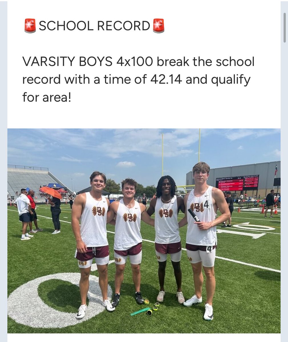 Nick Tyndall (@nicktyndall25) on Twitter photo New 4x100 school record‼️Next up, Area!!✅ <a href="/Coach_JJohnson/">Jason Johnson</a> <a href="/AngeloStateFB/">Angelo State Football</a> <a href="/JackTyndall15/">Jack Tyndall</a> <a href="/MerrikBloomgren/">Merrik Bloomgren</a> <a href="/TheJacksonMills/">Jackson Mills</a> New 4x100 school record‼️Next up, Area!!✅ <a href="/Coach_JJohnson/">Jason Johnson</a> <a href="/AngeloStateFB/">Angelo State Football</a> <a href="/JackTyndall15/">Jack Tyndall</a> <a href="/MerrikBloomgren/">Merrik Bloomgren</a> <a href="/TheJacksonMills/">Jackson Mills</a>