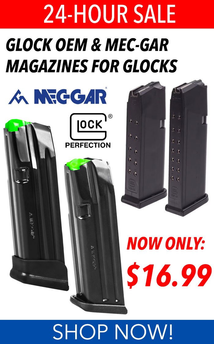 botach's tweet photo. ⏳ 24-Hour Sale 🔥 Glock OEM & Mec-Gar Magazines For Glocks Only $16.99 🔥
https://t.co/wDCccA4Q3W
#botach https://t.co/s4RnATQdSQ
