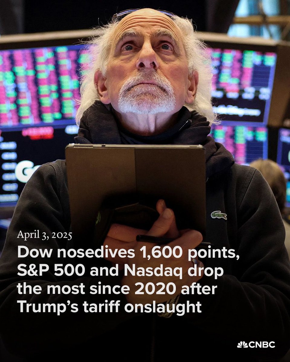 Stocks plummeted Thursday, sending the S&amp;P 500 back into correction territory for its biggest one-day loss since 2020. cnb.cx/4iMDy9M