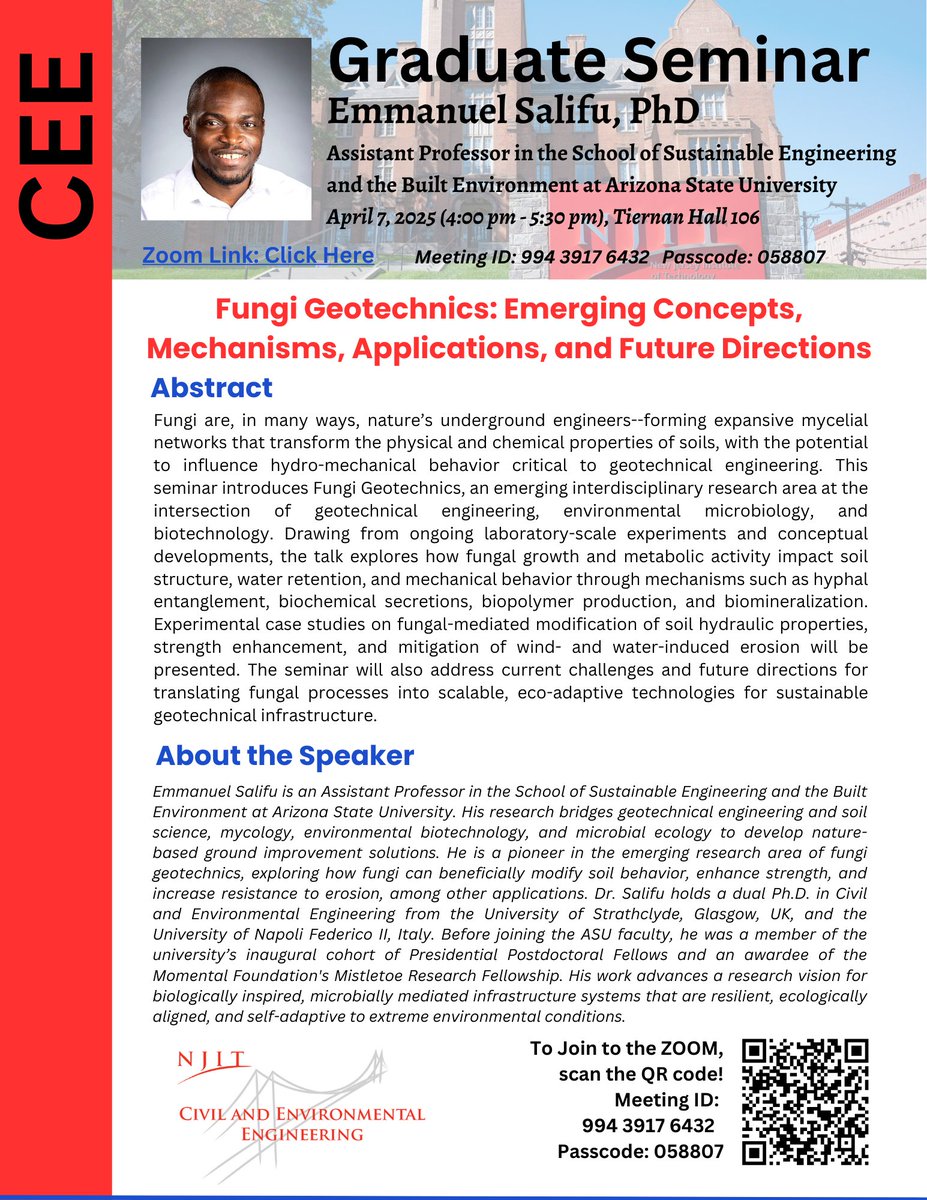 You are cordially invited to attend a graduate seminar presented by Emmanuel Salifu, PhD on Monday, April 7th. The seminar will take place in Tiernan Hall, Room 106, from 4:00 PM to 5:30 PM. For more details, please refer to the flyer below. We look forward to seeing you there!