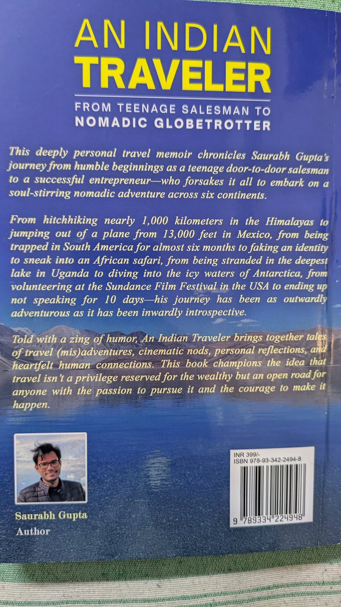 asoulwindow's tweet photo. I love reading travel books by other Indian travelers. Got my hands on this one by Saurabh Gupta (on Instagram : @anindiantraveler)
https://t.co/8WQRCAiehB
#Asoulwindow https://t.co/fvt4fyuEp2