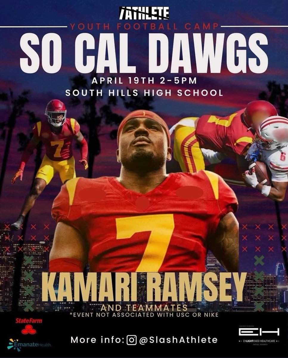 Zooloo_Trojan ⚔️✌🏾 (@zooloo_trojan) on Twitter photo S/O to <a href="/Ramsey3K/">Kamari_Ramsey</a> and SlashAthlete and “Athlete Youth Football Camp” 💪🏾 April 19th 2-5! 👀
Parents get cracking on this ASAP! 💯
#CaliBall 🌴🏈 S/O to <a href="/Ramsey3K/">Kamari_Ramsey</a> and SlashAthlete and “Athlete Youth Football Camp” 💪🏾 April 19th 2-5! 👀
Parents get cracking on this ASAP! 💯
#CaliBall 🌴🏈