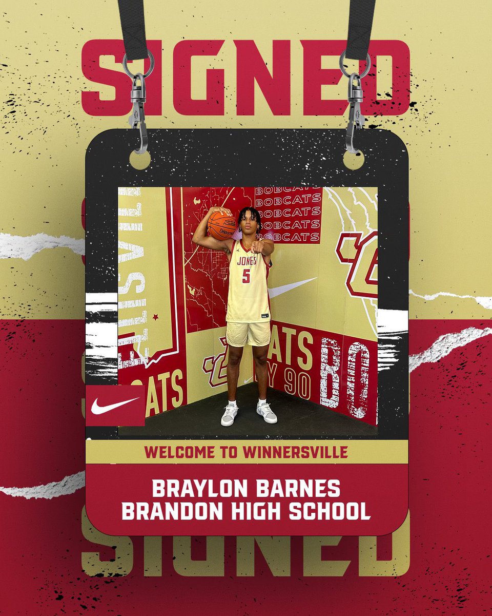 Jones Men’s Basketball (@jc_bobcatsmbk) on Twitter photo Please welcome MS Dandy Dozen & 7A POY Braylon Barnes (<a href="/braybarnes0/">Braylon Barnes</a>) to the Jones Bobcat family! A 6’4” D1 caliber guard that can score it from all three levels. He is going to be a mismatch problem & is versatile enough to guard 1-4. A 🔑 piece to the 🧩.
#ChampionshipMentality Please welcome MS Dandy Dozen & 7A POY Braylon Barnes (<a href="/braybarnes0/">Braylon Barnes</a>) to the Jones Bobcat family! A 6’4” D1 caliber guard that can score it from all three levels. He is going to be a mismatch problem & is versatile enough to guard 1-4. A 🔑 piece to the 🧩.
#ChampionshipMentality