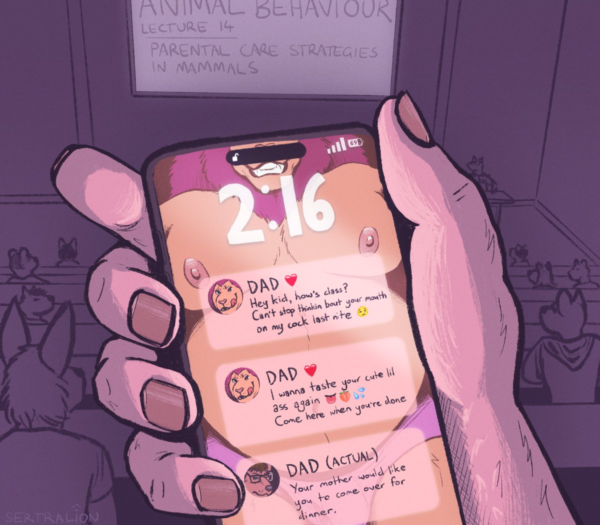 POV: your dads text you during class
