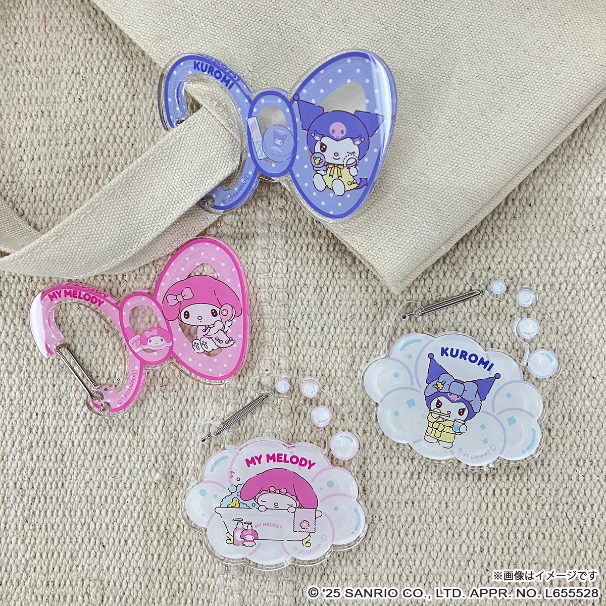 🩷アクリルカラビナ（全4種）💜 リボン型と泡型のカラビナ