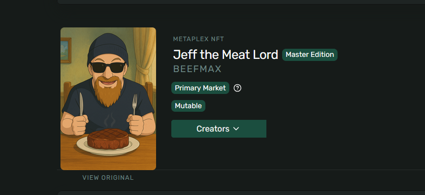 KhadiraOussama's tweet photo. π₯ ITβS RUGG DAYYYY π₯
Jeff the Meat Lord is here @japarjam
Minted NFTs using UMI & Metaplex on @solanaturbine
#TURBIN3 #Turbin3Shipper #RugDay
https://t.co/62fwV5uFdU https://t.co/qxnlbmN0Ed