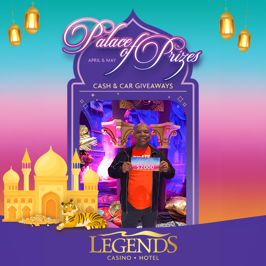 Congratulations Gregory! He just won himself $2,000 in the Palace of Prizes! use your rewards card to earn entries!