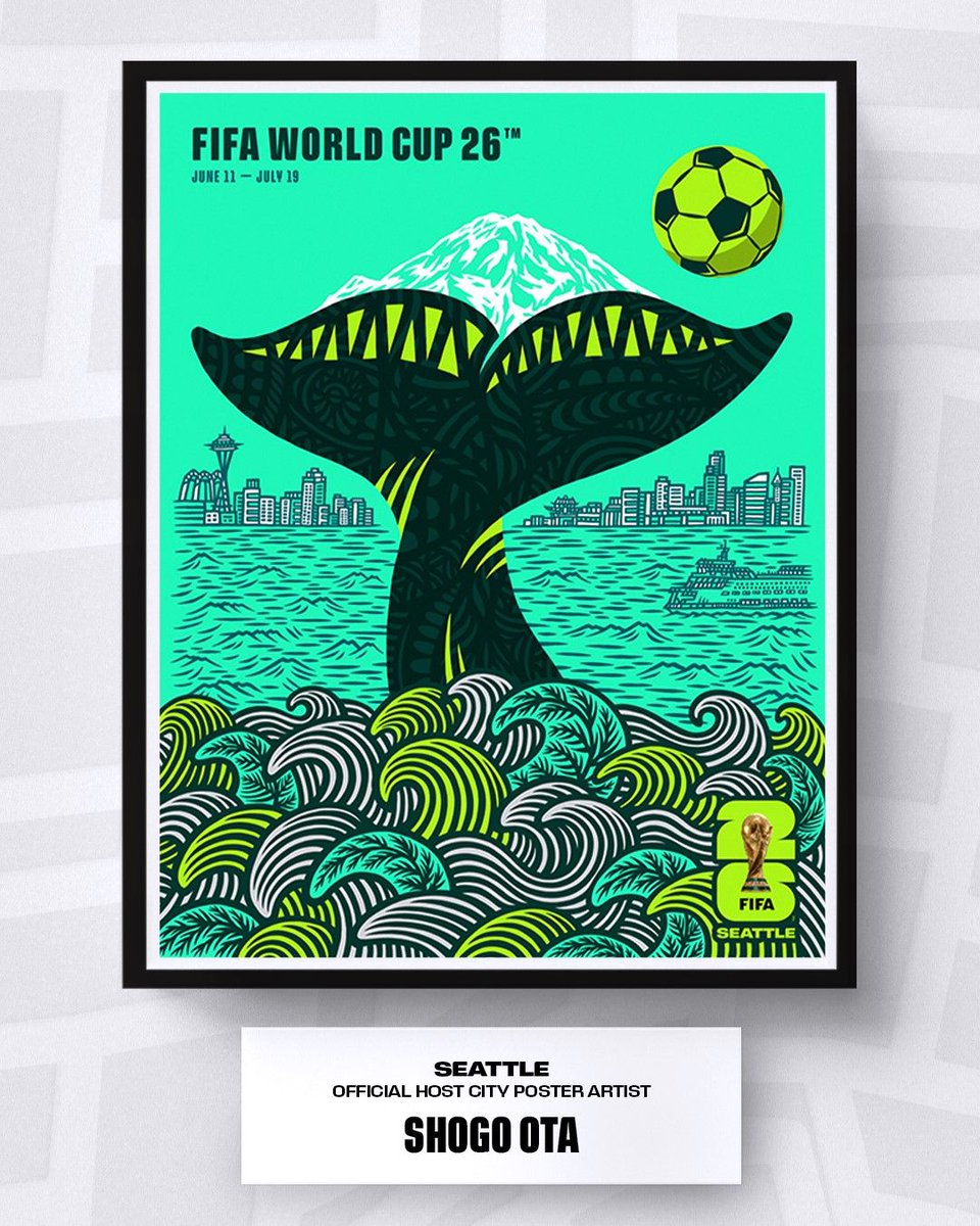 ChrisDaniels_TV's tweet image. Seattle has an official World Cup 2026 Poster!

Designed by Shogo Ota.

@FWC26Seattle @komonews